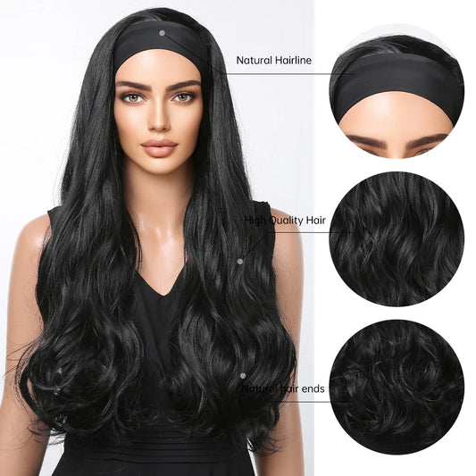 Long Curly Black Headband