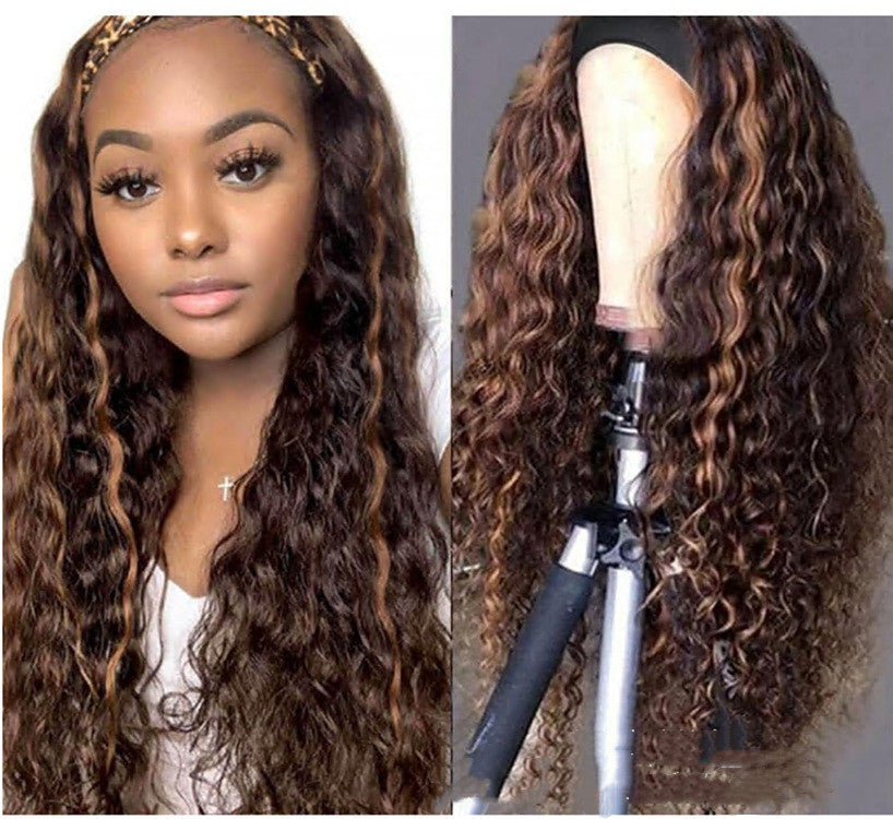 Long Curly Mixed Colour Headband Wig