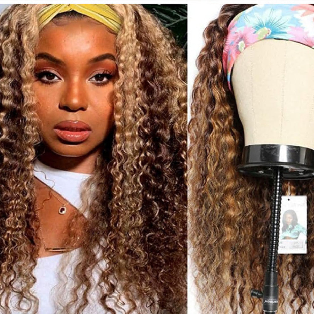 Long Curly Mixed Colour Headband Wig