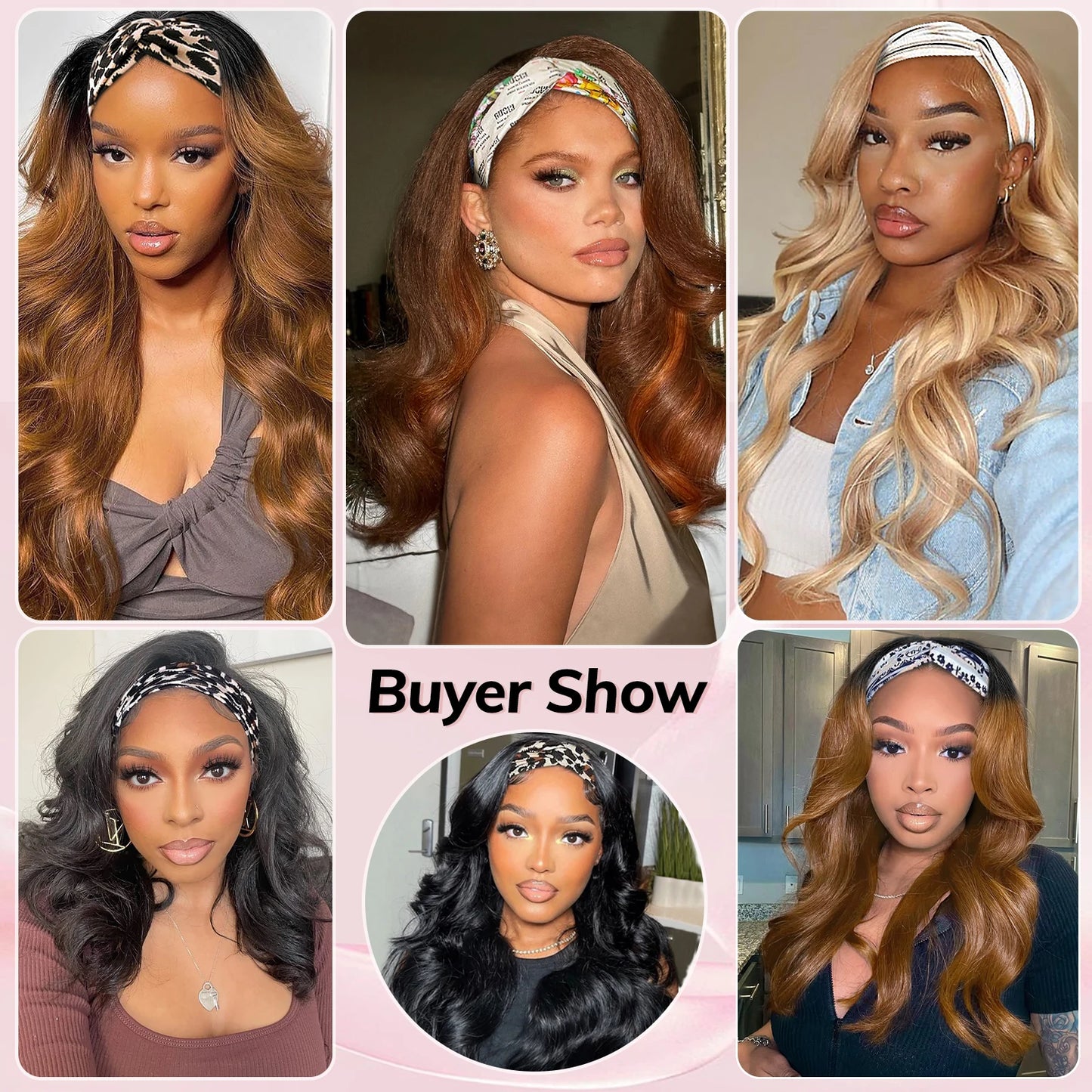 Ginger Blonde Highlight Body Wave Headband Wig