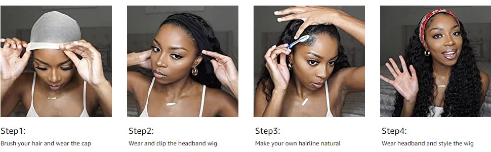 Synthetic Hair Long Straight & Curly Headband Wig