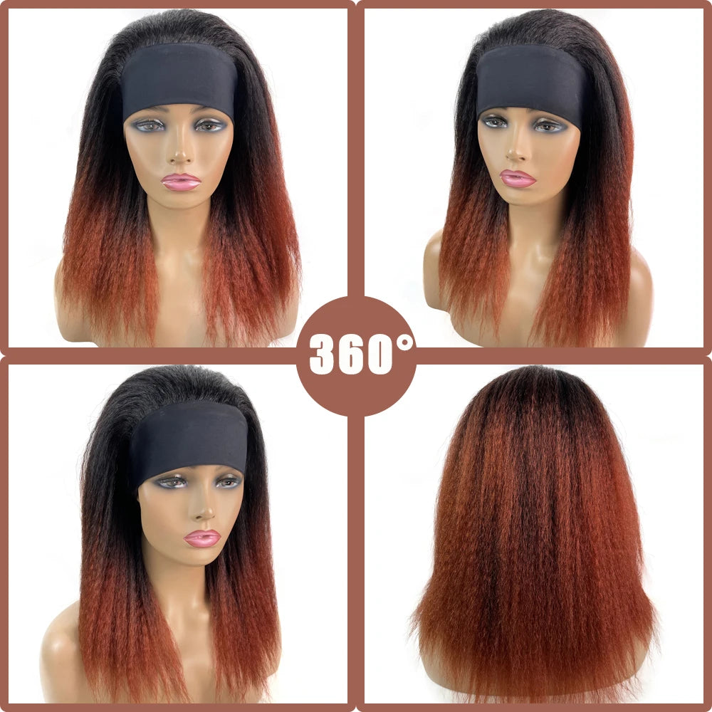 African Straight Yaki Kinky Headband Wigs