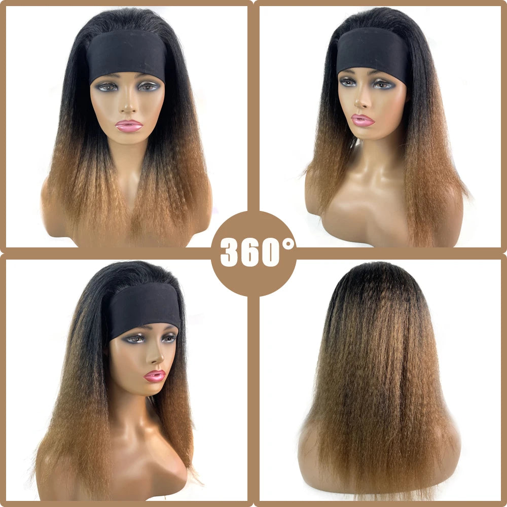 African Straight Yaki Kinky Headband Wigs
