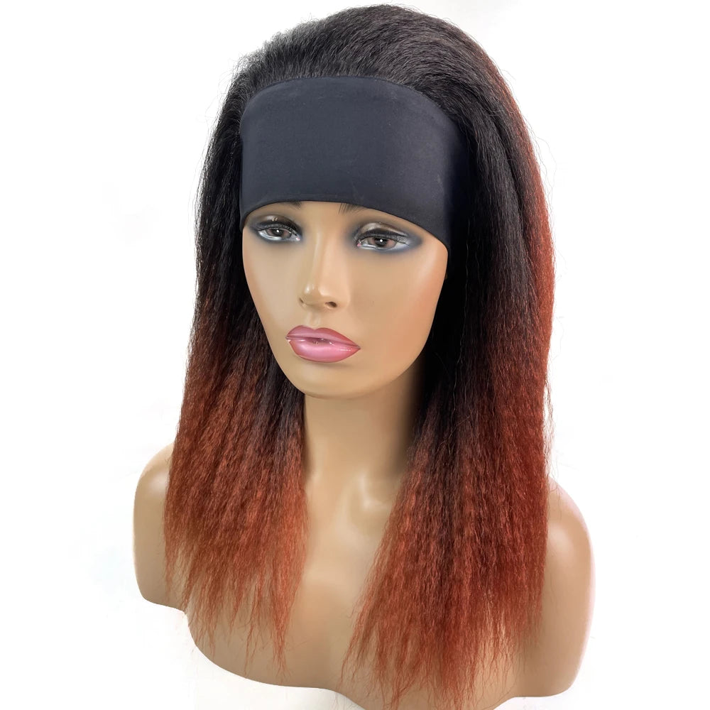 African Straight Yaki Kinky Headband Wigs