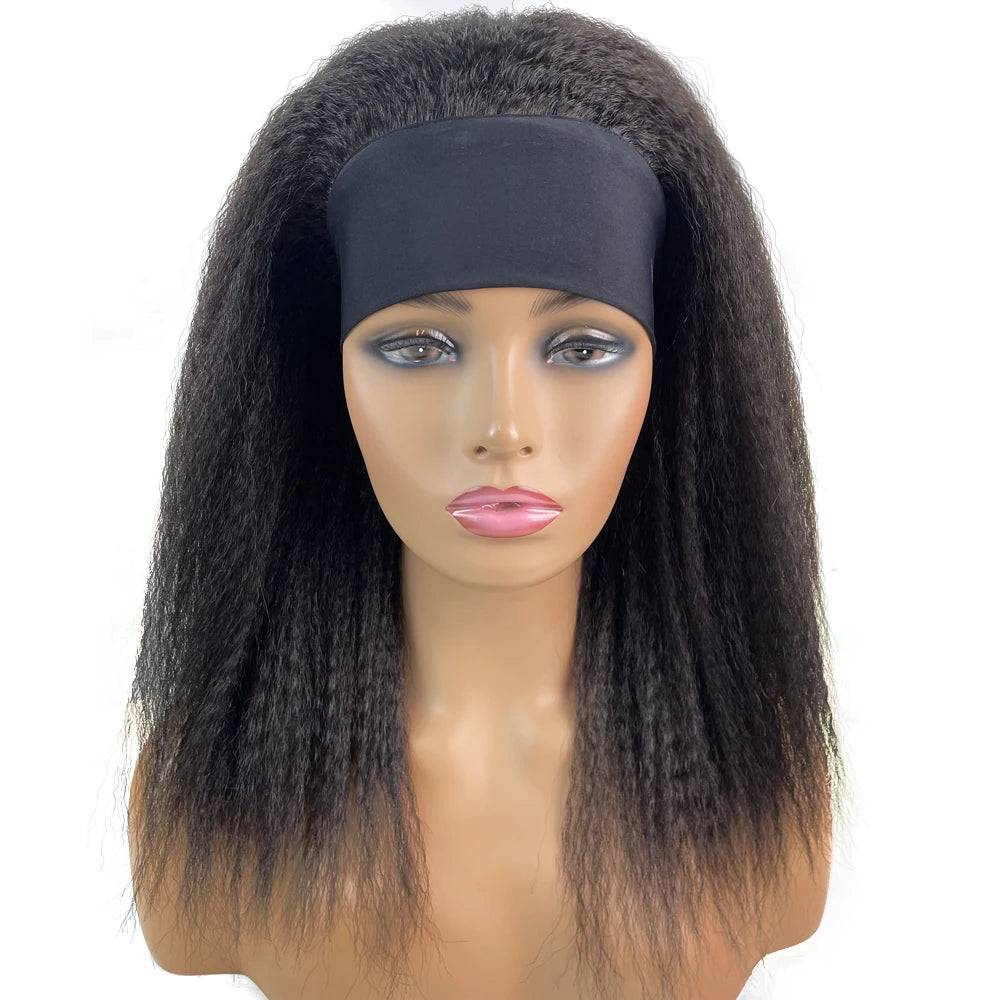African Straight Yaki Kinky Headband Wigs