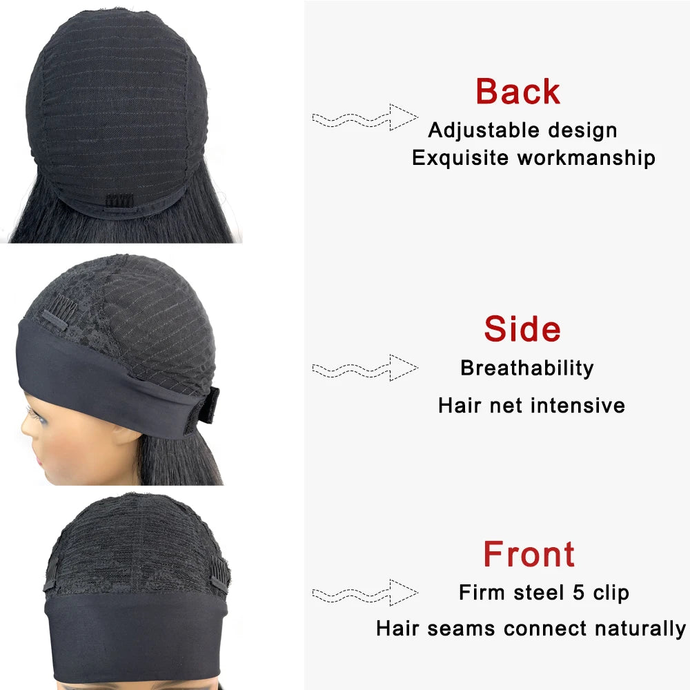 African Straight Yaki Kinky Headband Wigs
