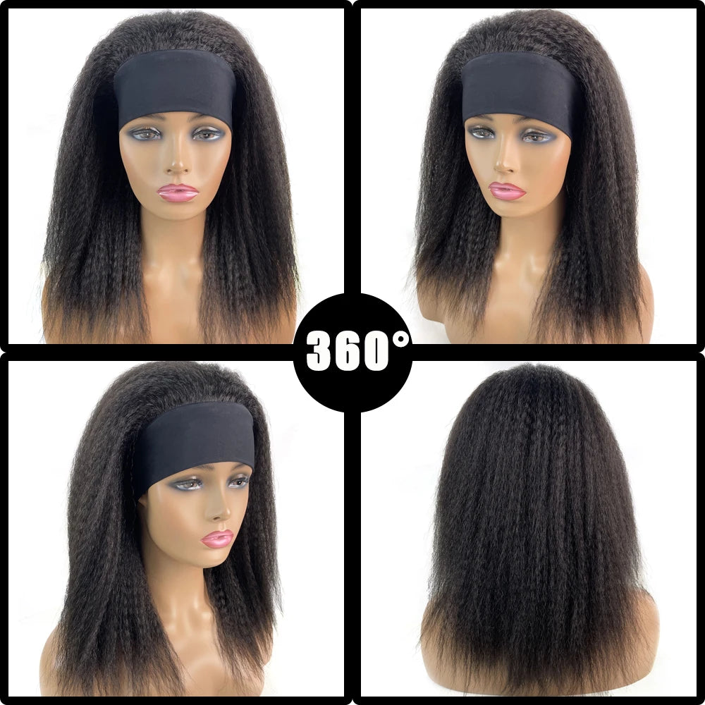 African Straight Yaki Kinky Headband Wigs