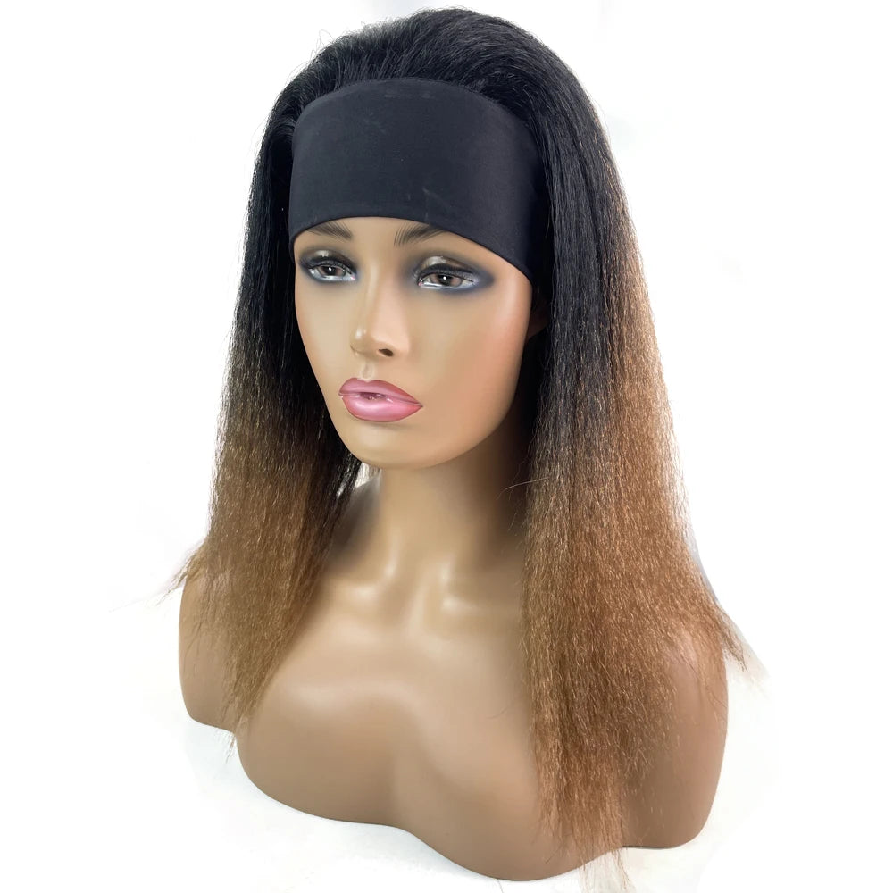 African Straight Yaki Kinky Headband Wigs