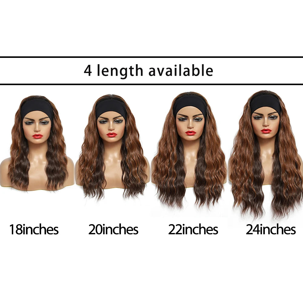 Wine Red Synthetic Headband Wigs