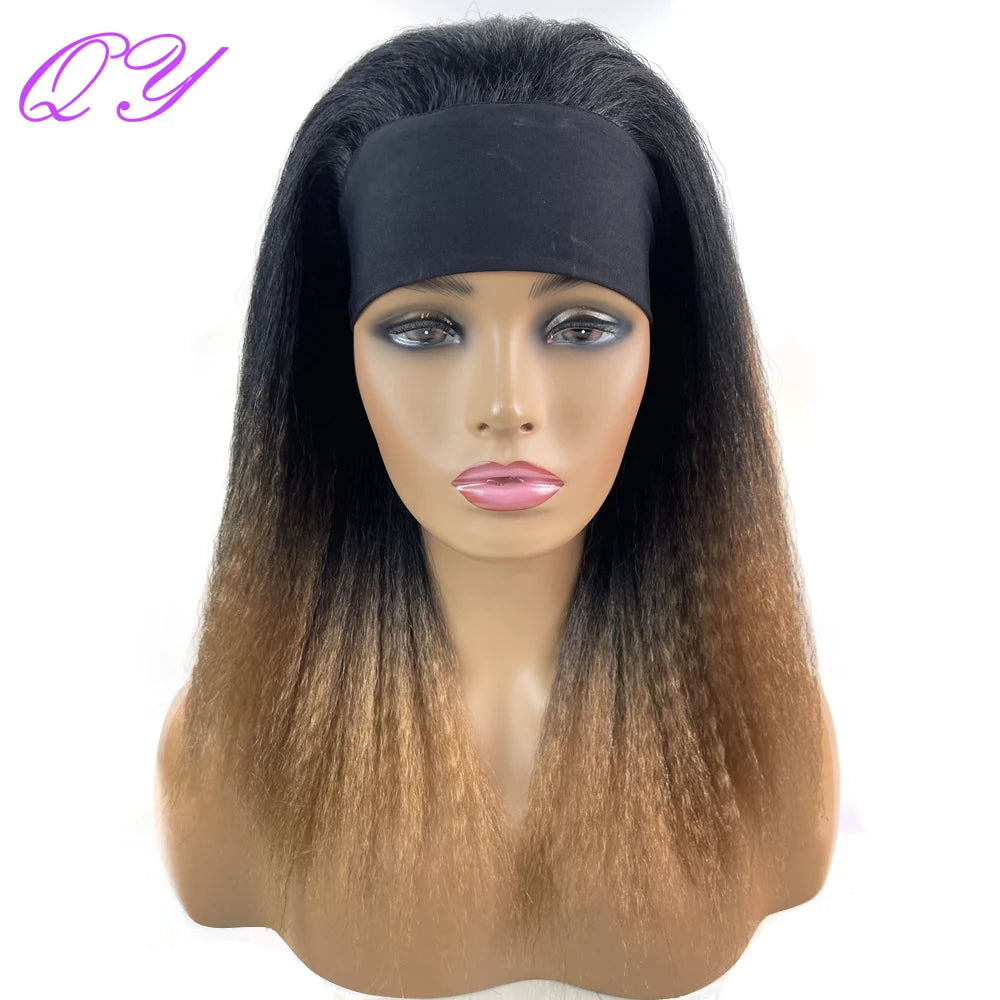 African Straight Yaki Kinky Headband Wigs