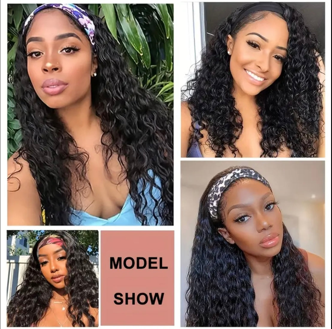 Curly Wave 180% Density Headband Wig