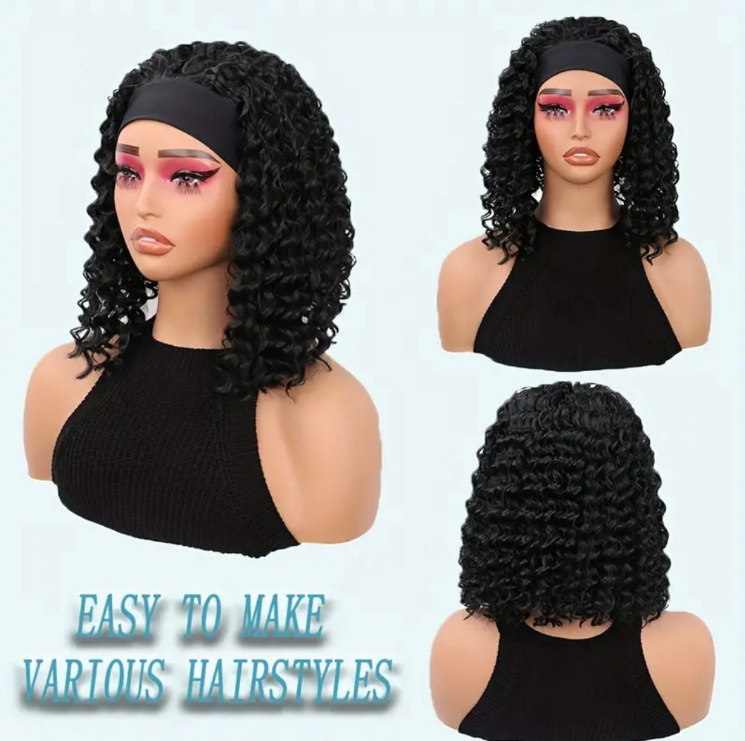 Afro Kinky/Jerry Curly Headband Wig