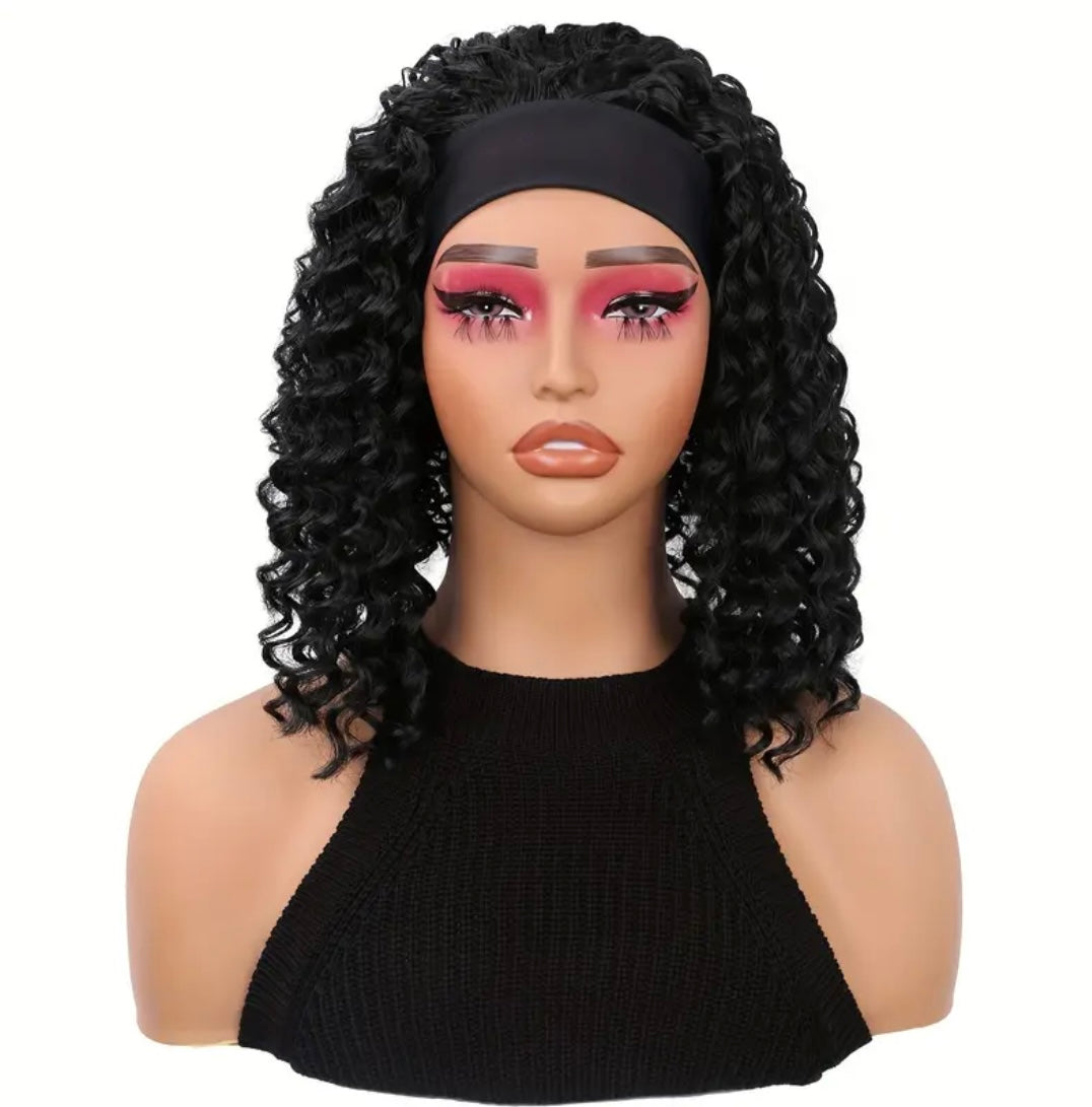 Afro Kinky/Jerry Curly Headband Wig