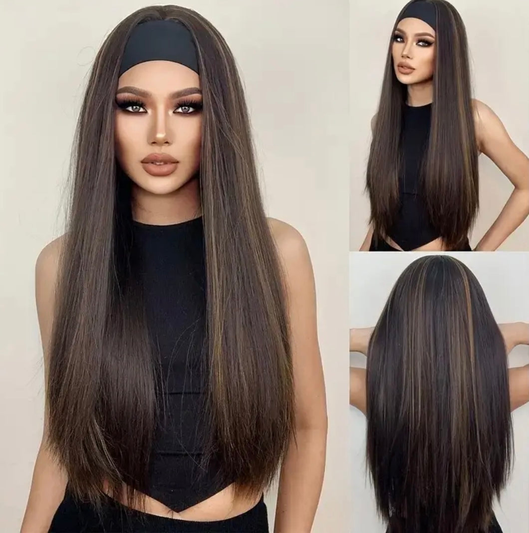 Long Straight Mixed Colour Wig