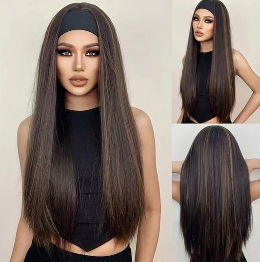 Long Straight Mixed Colour Wig