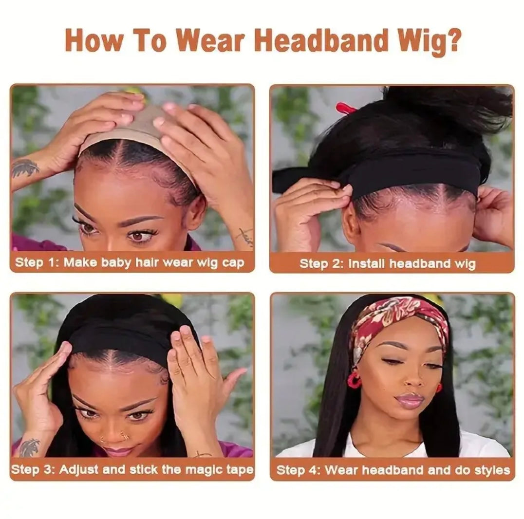 Long Straight Blended Headband Wig