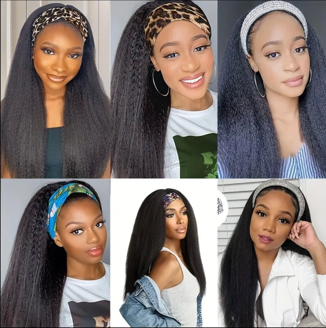 Kinky Straight Afro Headband Wig