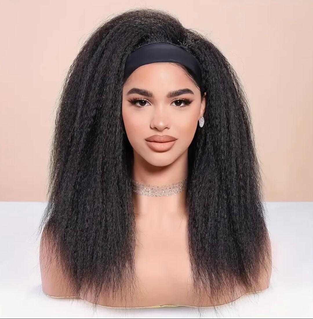 Kinky Straight Afro Headband Wig