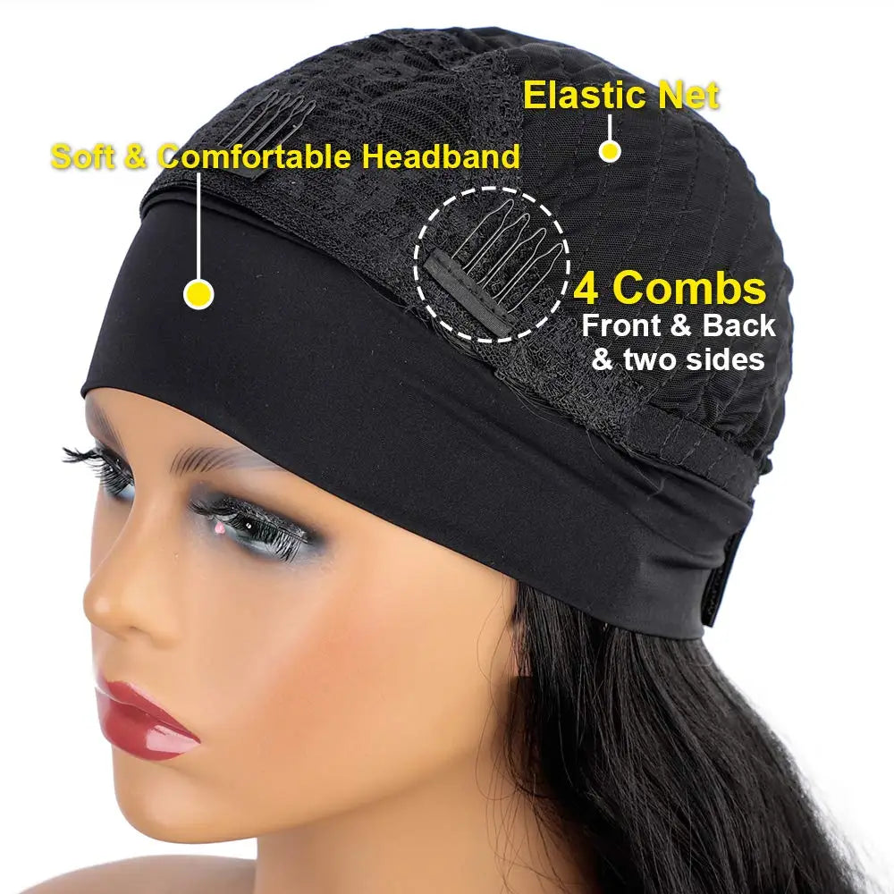 Wine Red Synthetic Headband Wigs