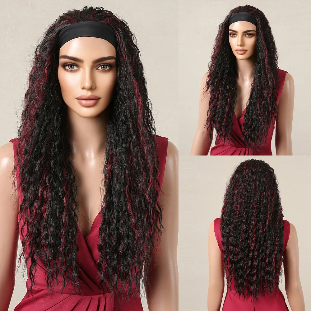 Synthetic Hair Long Straight & Curly Headband Wig