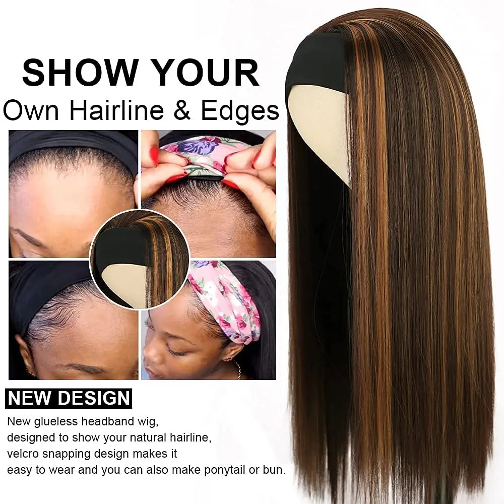 Long Straight Mixed Headband Wig