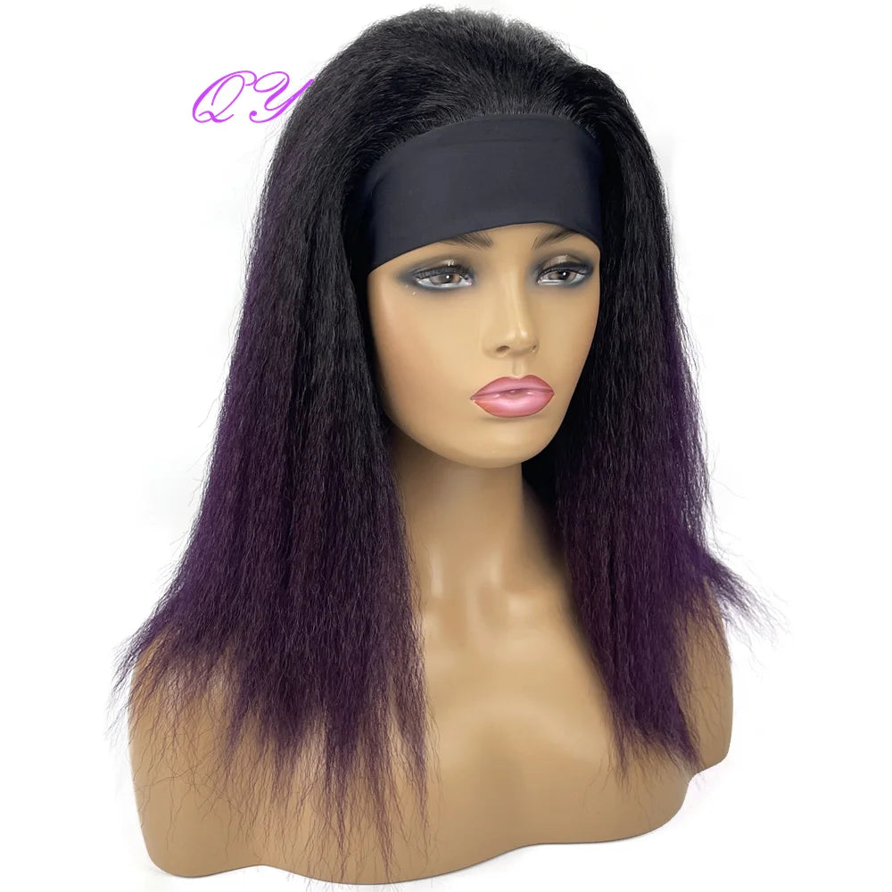 African Straight Yaki Kinky Headband Wigs
