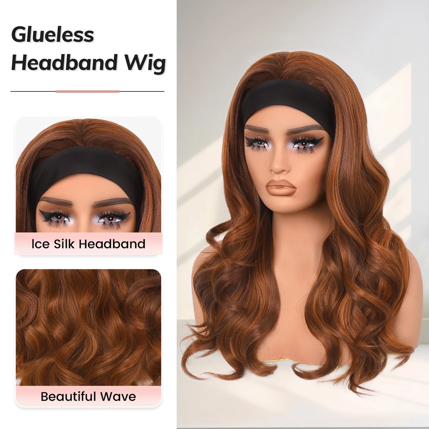 Ginger Blonde Highlight Body Wave Headband Wig
