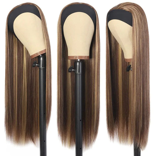 Long Silky Heat Resistant Headband Wig