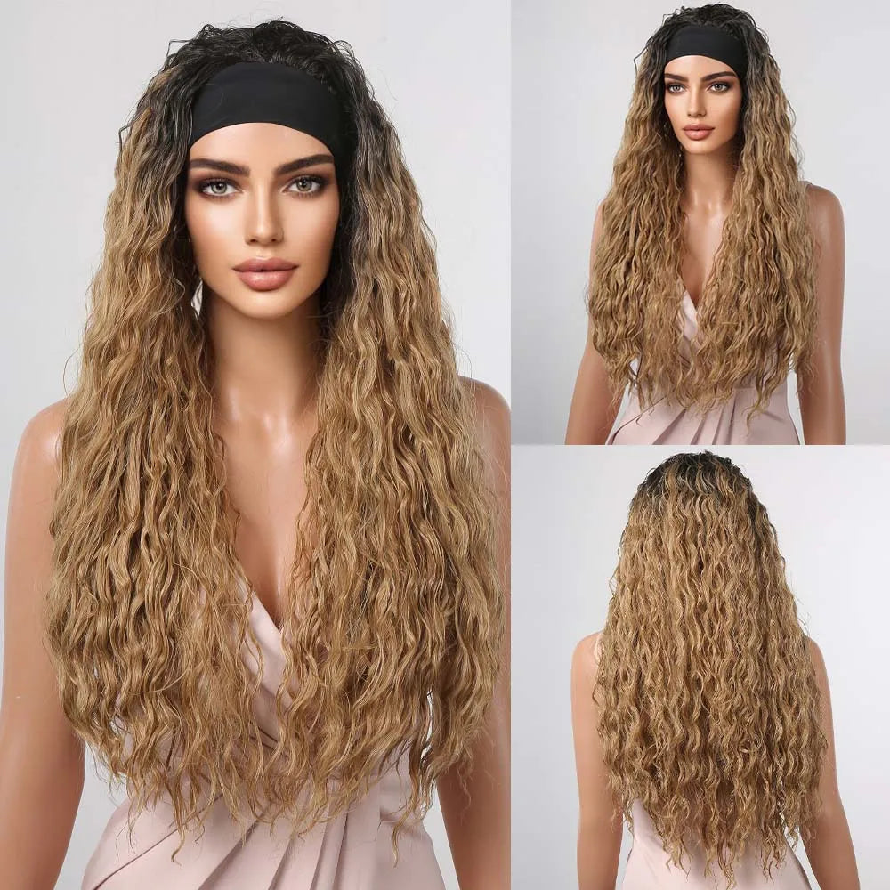 Synthetic Hair Long Straight & Curly Headband Wig