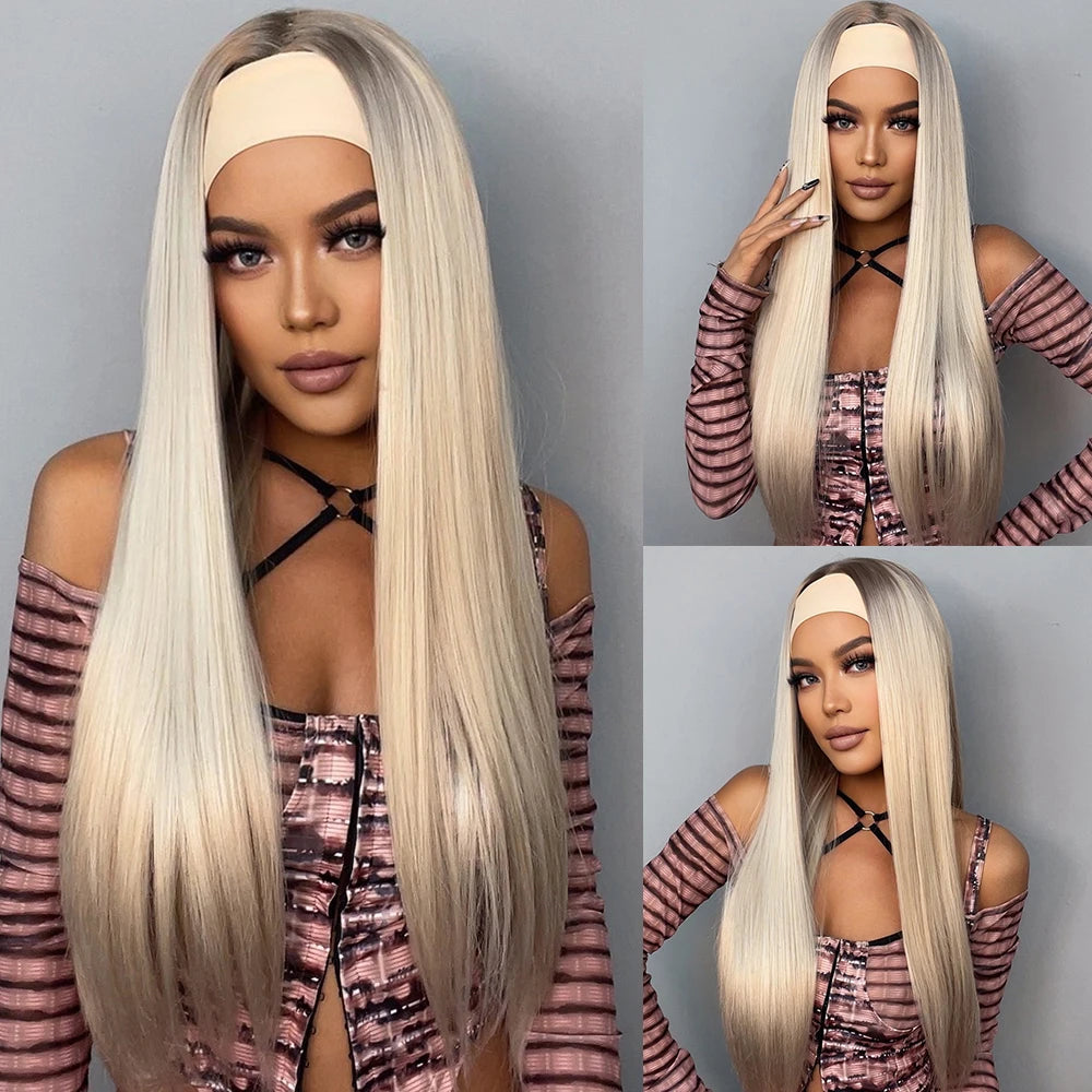 Synthetic Hair Long Straight & Curly Headband Wig