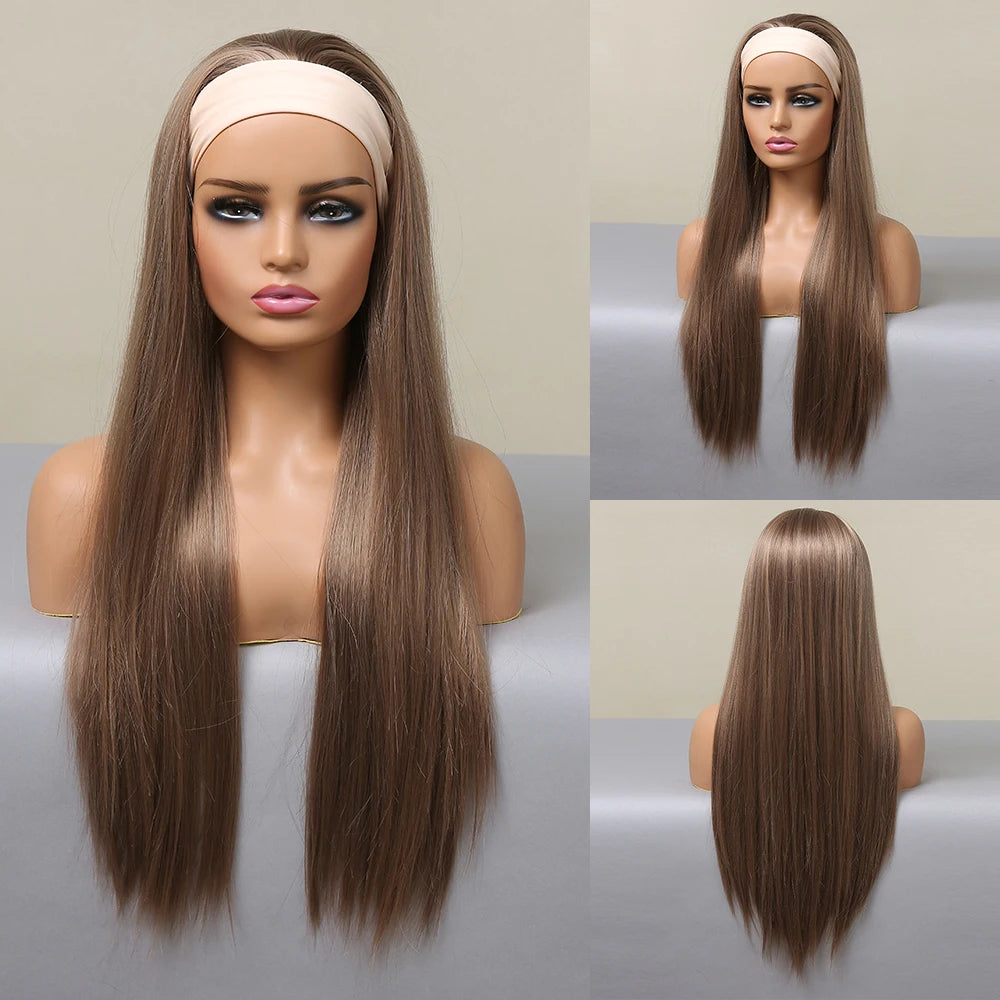 Long Curly & Straight Heat Resistent Headband Wigs