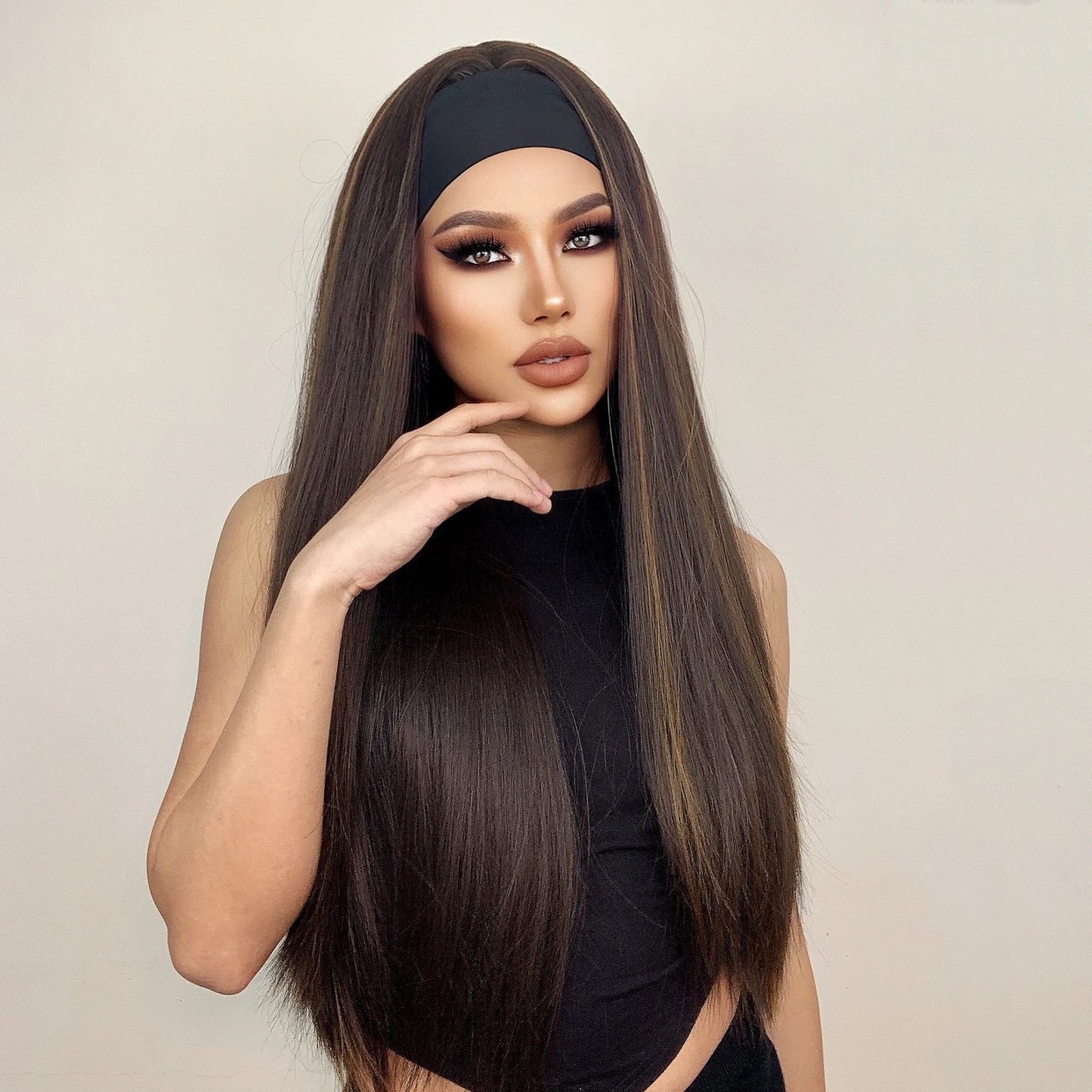 Synthetic Hair Long Straight & Curly Headband Wig