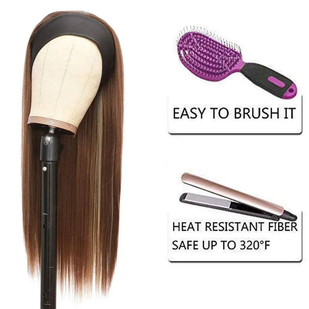 Long Silky Heat Resistant Headband Wig