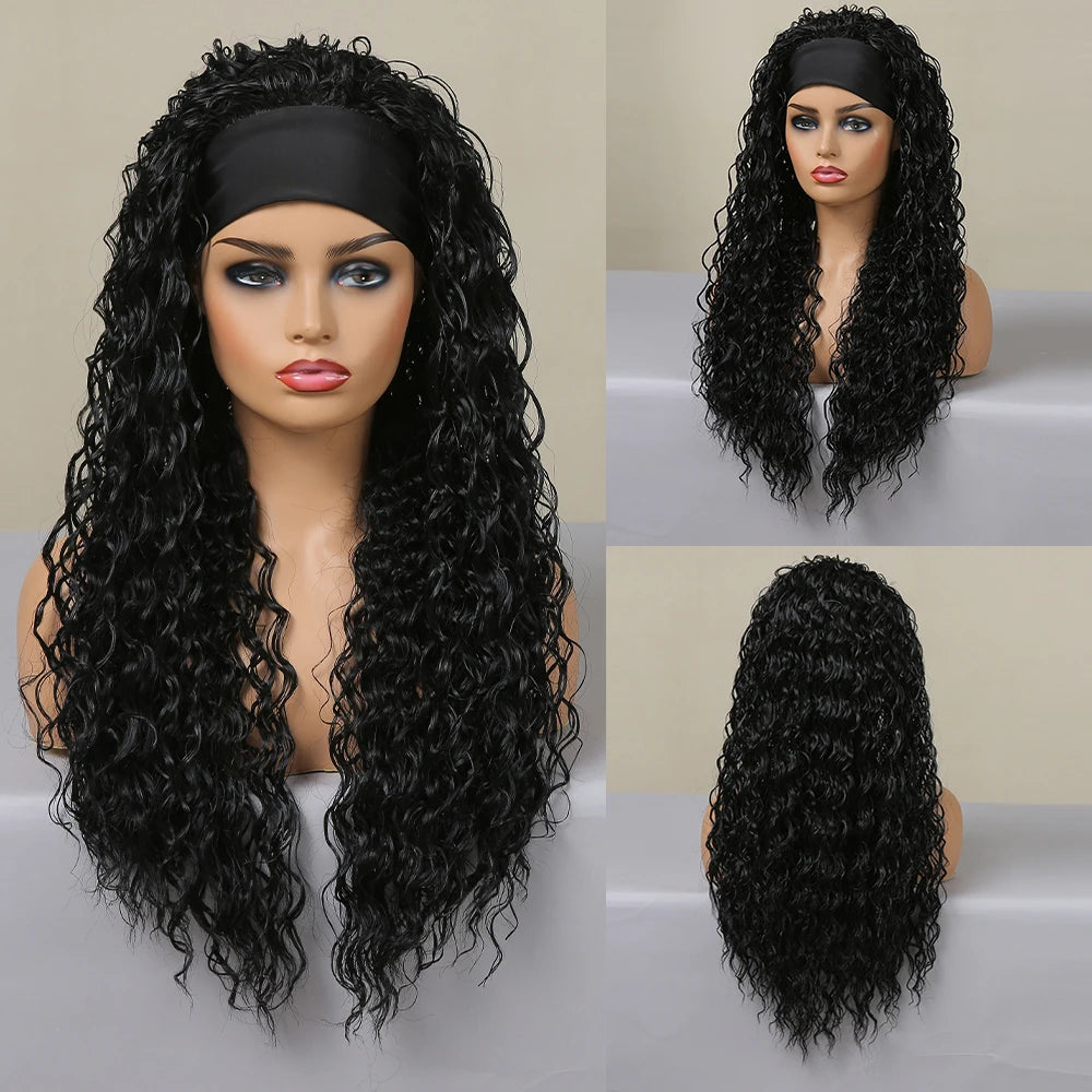 Synthetic Hair Long Straight & Curly Headband Wig