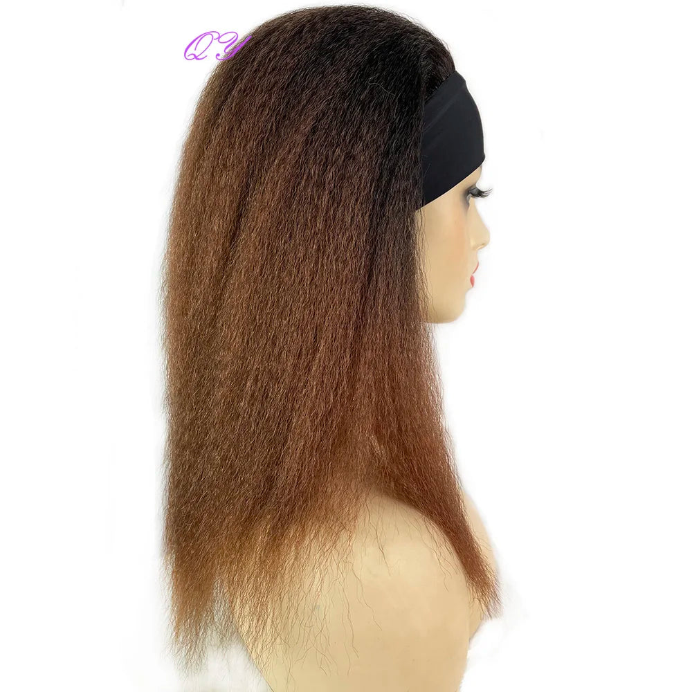 African Straight Yaki Kinky Headband Wigs