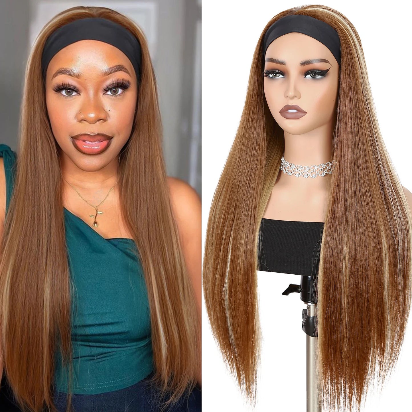 Long Straight Mixed Headband Wig