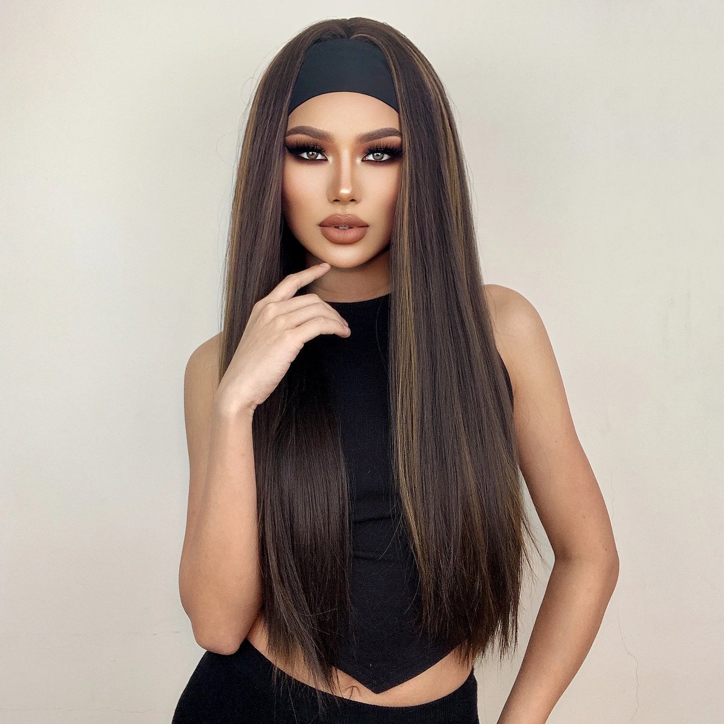 Synthetic Hair Long Straight & Curly Headband Wig