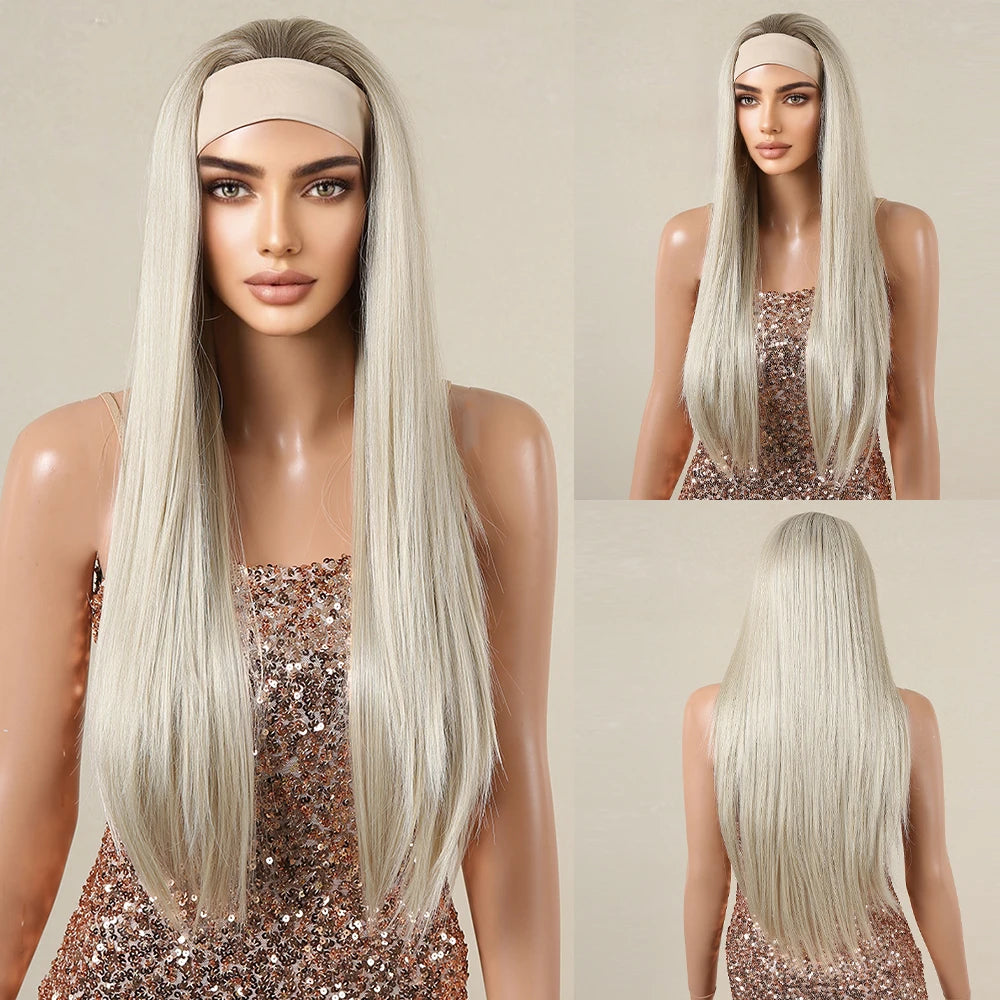 Synthetic Hair Long Straight & Curly Headband Wig