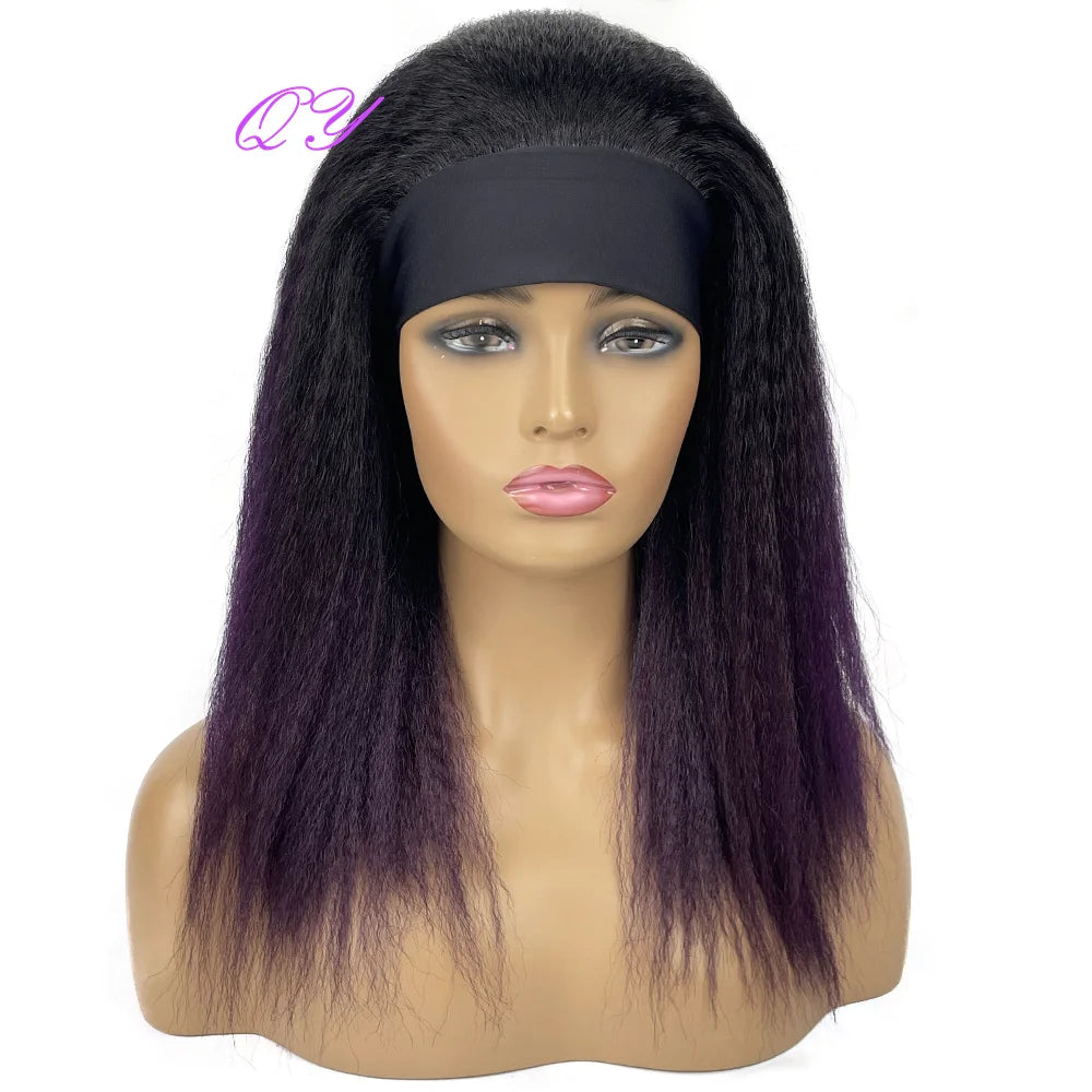 African Straight Yaki Kinky Headband Wigs