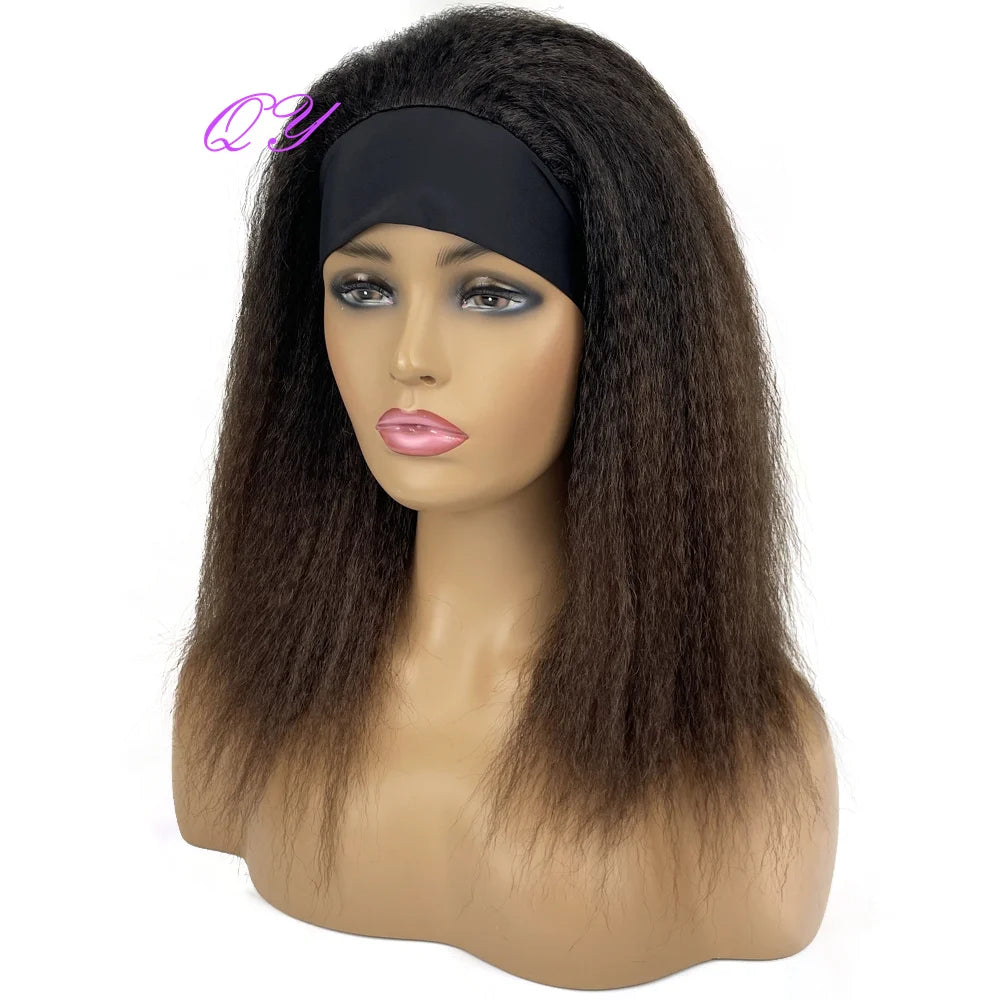 African Straight Yaki Kinky Headband Wigs