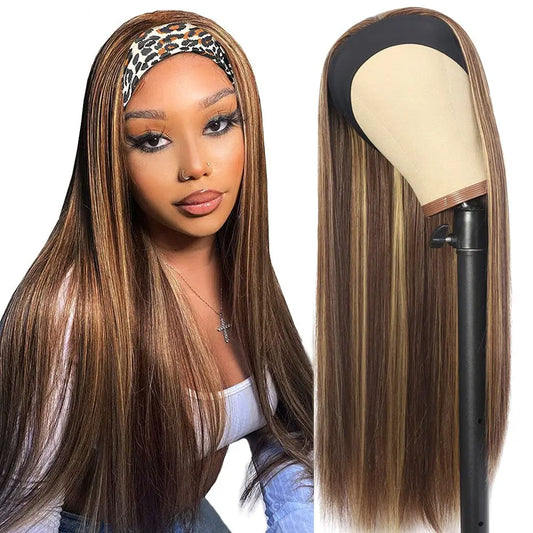 Long Silky Heat Resistant Headband Wig