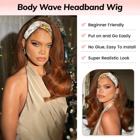 Ginger Blonde Highlight Body Wave Headband Wig