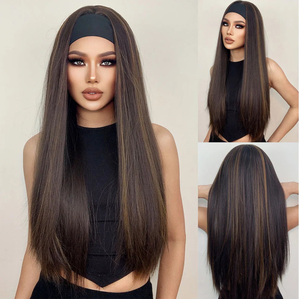 Synthetic Hair Long Straight & Curly Headband Wig