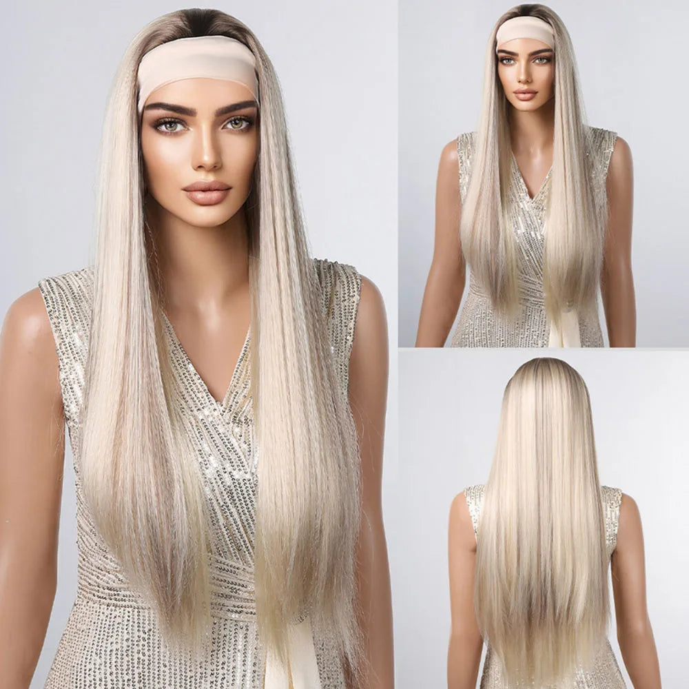 Synthetic Hair Long Straight & Curly Headband Wig