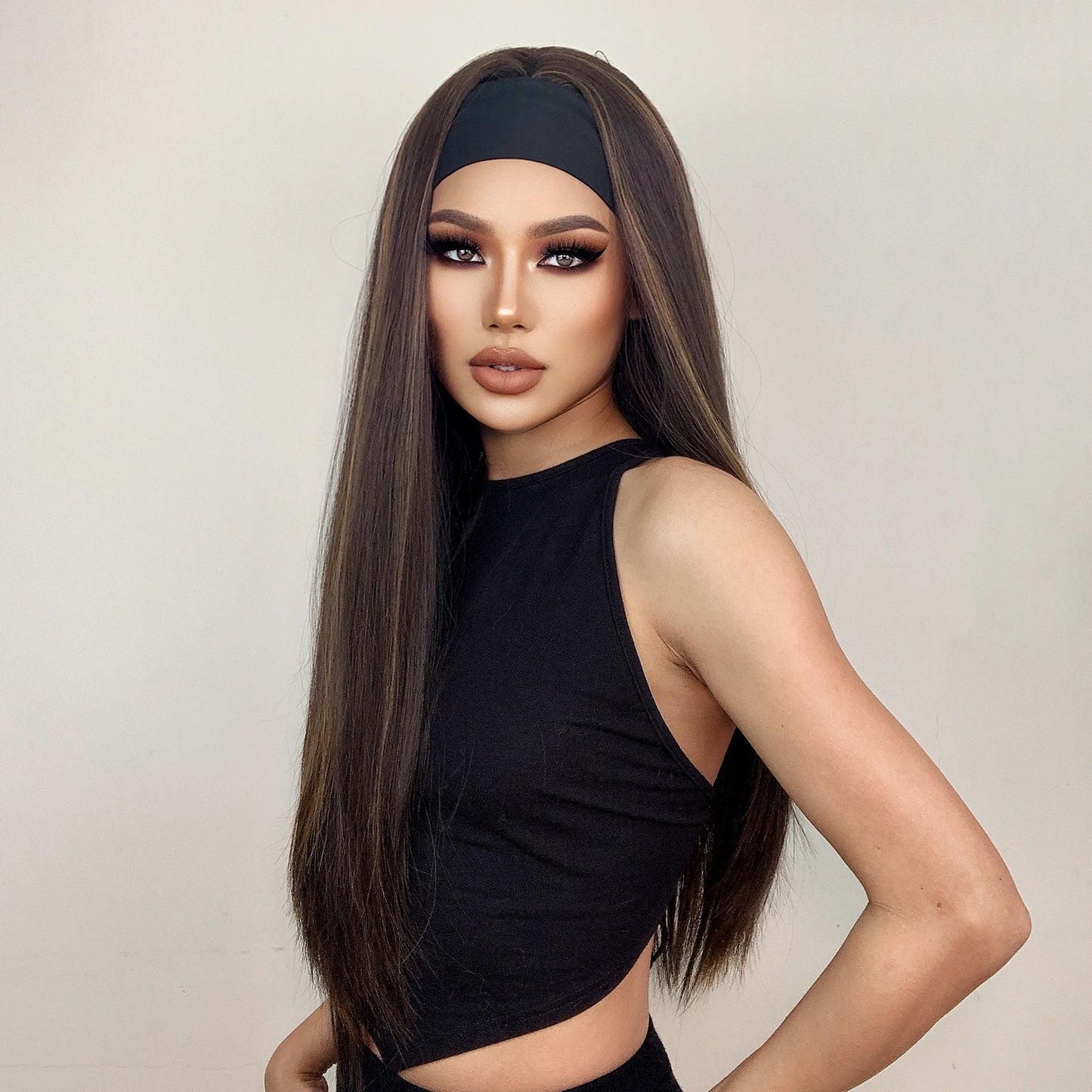 Synthetic Hair Long Straight & Curly Headband Wig