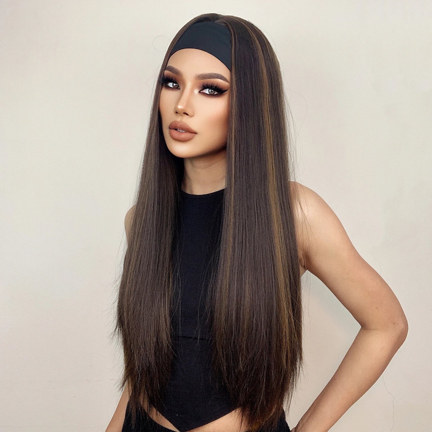 Synthetic Hair Long Straight & Curly Headband Wig