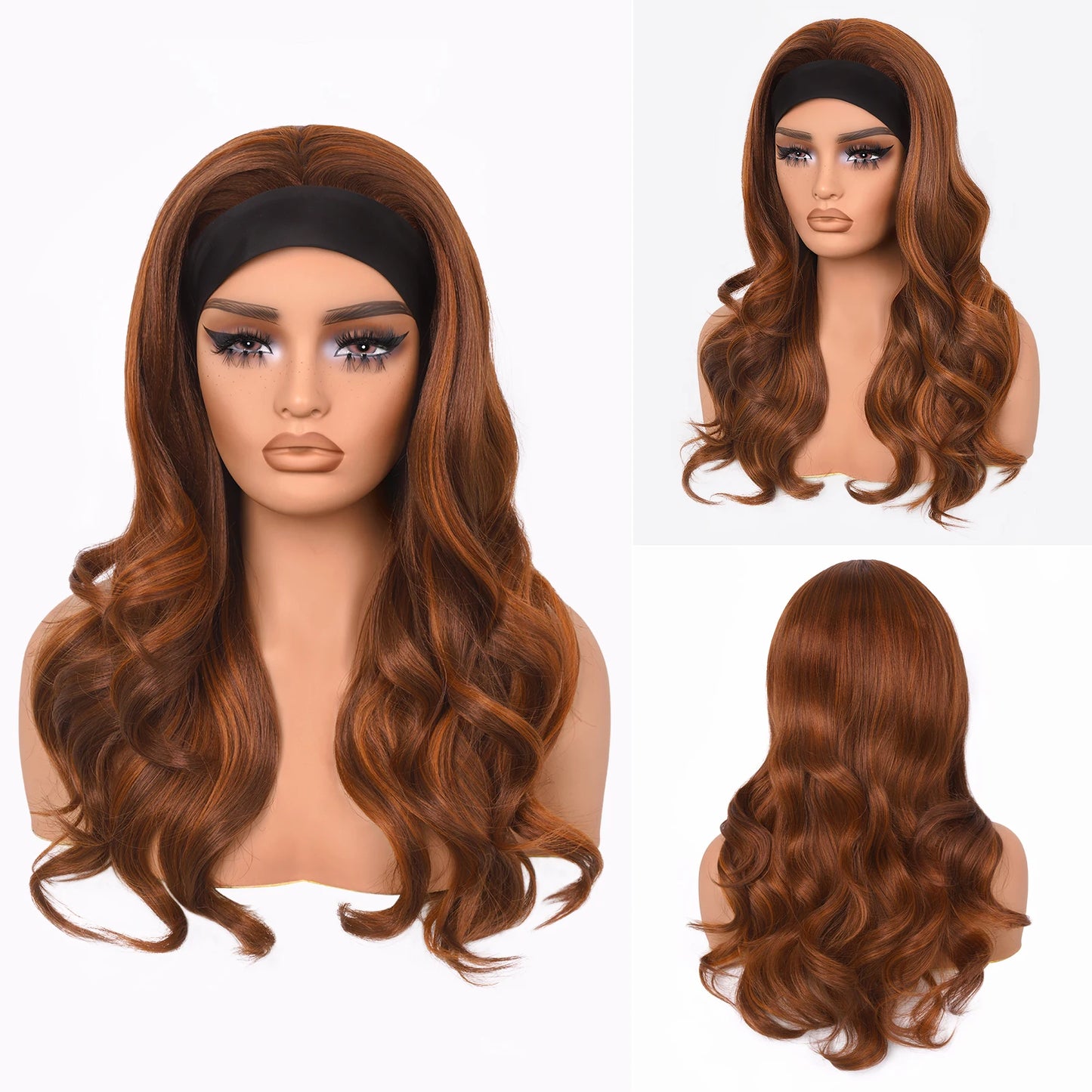 Ginger Blonde Highlight Body Wave Headband Wig