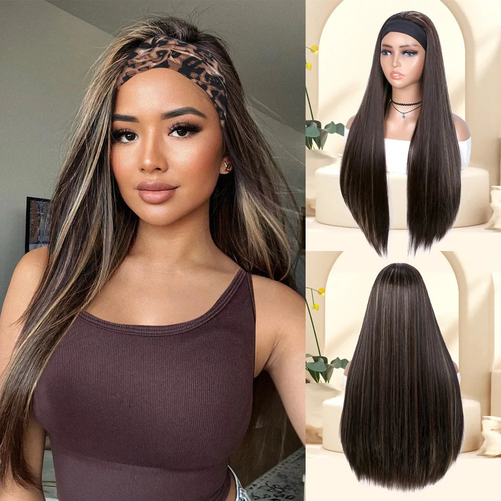 Long Straight Mixed Headband Wig