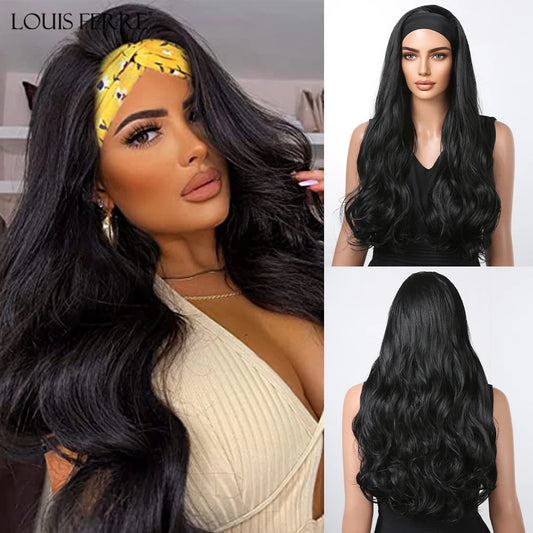 Long Curly Black Headband