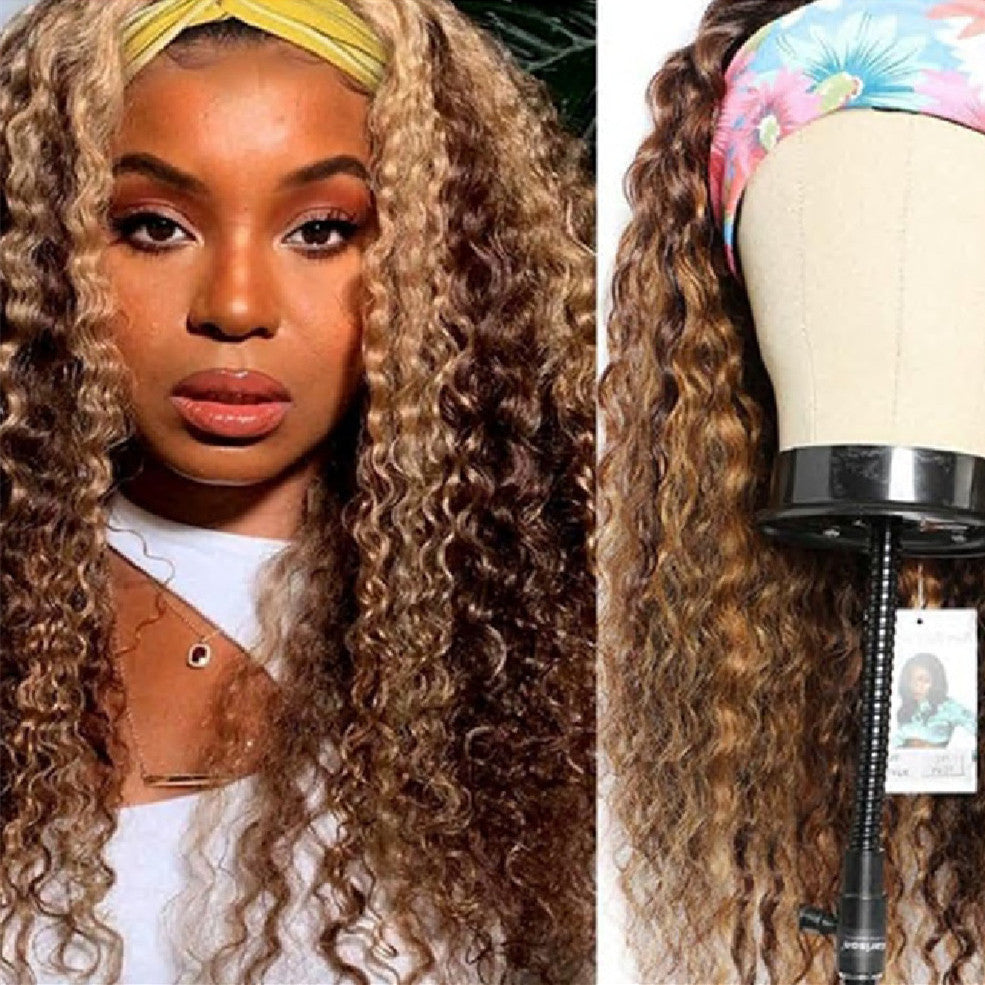 Long Curly Mixed Colour Headband Wig